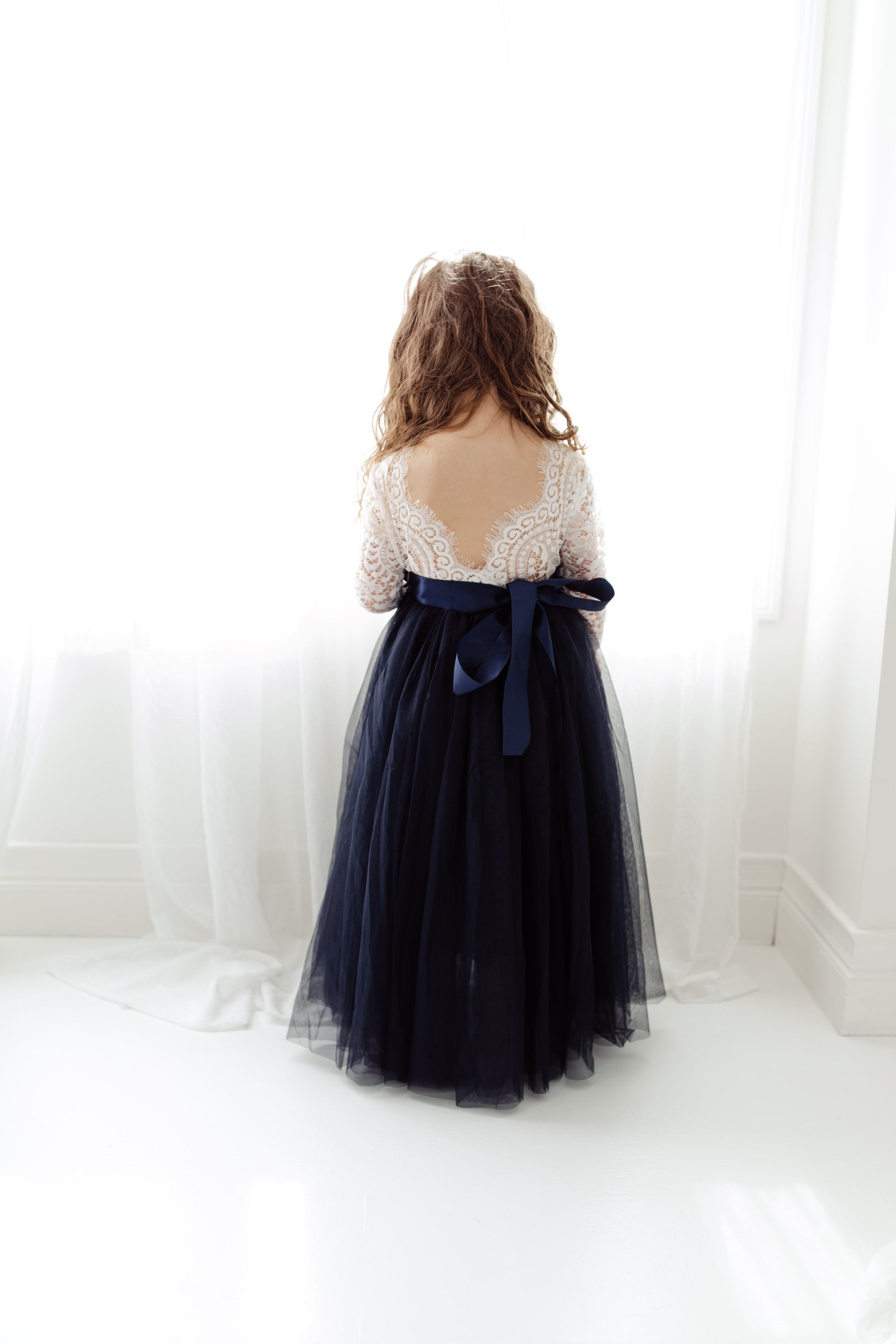 NAVY BLUE Flower Girl Dress, Baby Girl Dress, Toddler Tulle Dress