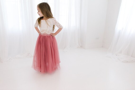 Dusty Rose Mauve Tulle Two Piece Skirt 