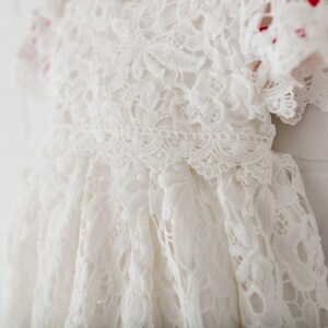 Newborn Lace Christening Gown for Baby Girl, Elegant Baptism Dress, White Blessing Day Outfit, Infant Dedication Ceremony Dress image 8
