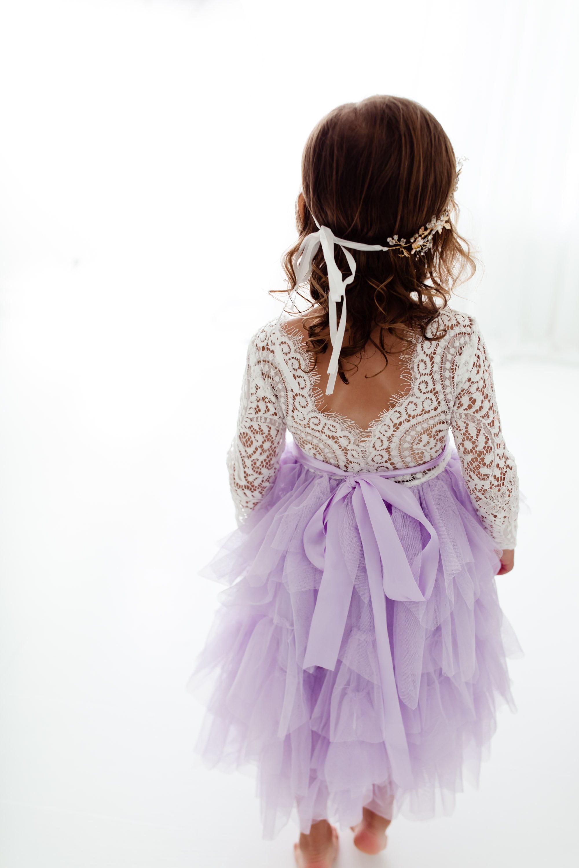 Lavender Flower Girl Dress Long Sleeve ...