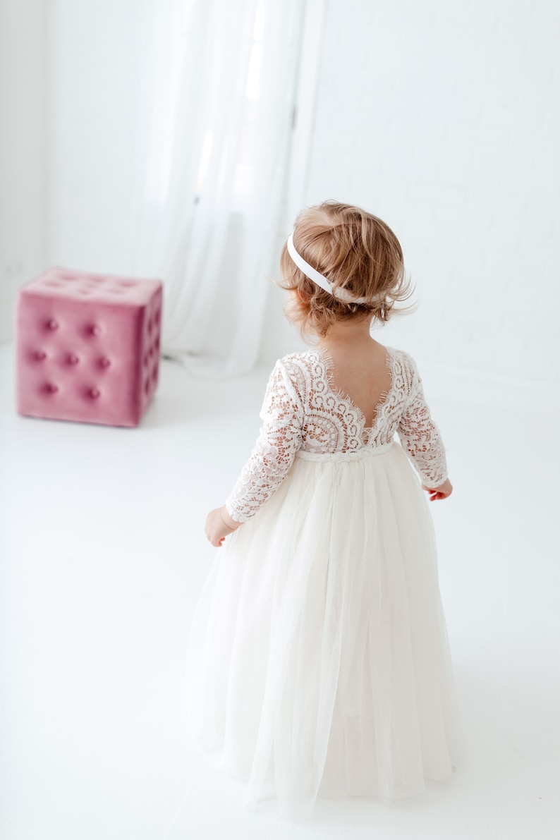 Boho Ivory Flower Girl Dress White Lace Summer Dress Beach Etsy