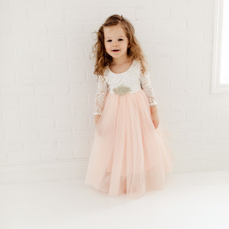 La Boheme - Lace Boho Dress, Flower Girl Dress - Light Pink