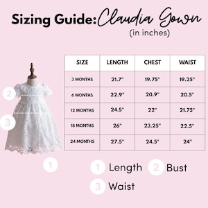 Newborn Lace Christening Gown for Baby Girl, Elegant Baptism Dress, White Blessing Day Outfit, Infant Dedication Ceremony Dress image 3