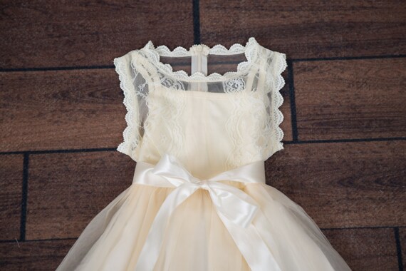 Cream Tulle Flower Girl Dress Ball Gown Gold Sequin Dress Etsy