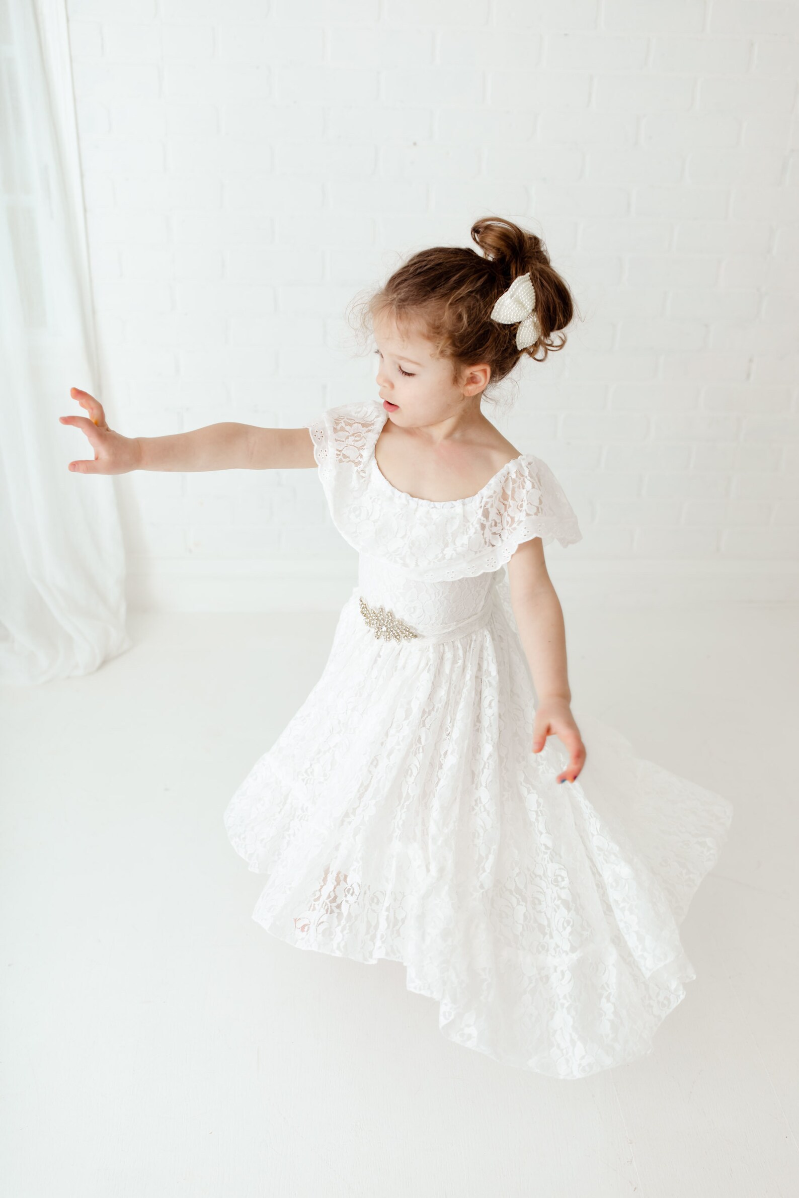 La Boheme - Lace Boho Dress , Flower Girl Dress - Dusty Pink main image 1