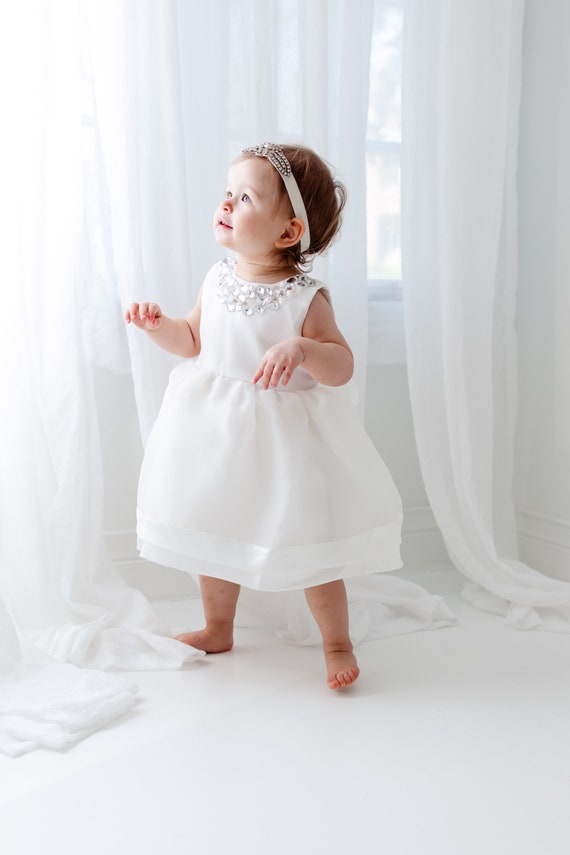 newborn baby white dress