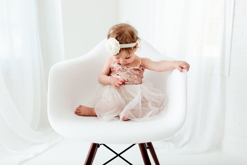 Ivory Flower Girl Dress Beach Wedding Dress Rose Gold Sequin Etsy