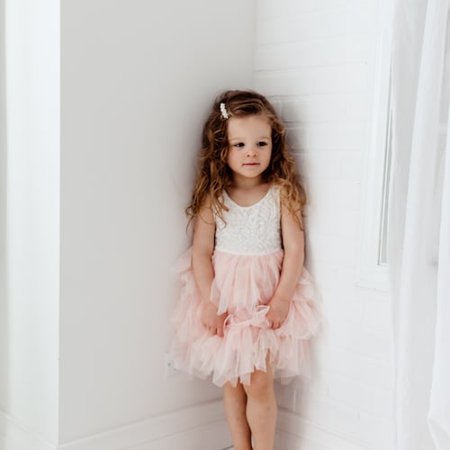 Blush Baby Boho Flower Girl Dress Bohemian Tulle Wedding Etsy