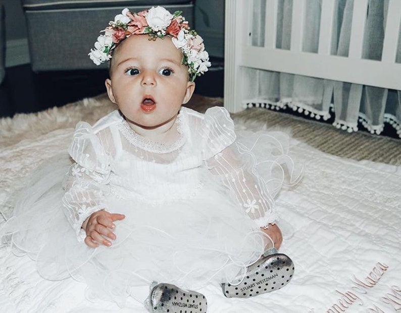 White Lace Infant Christening Gown Baby Baptism Dress Long Etsy