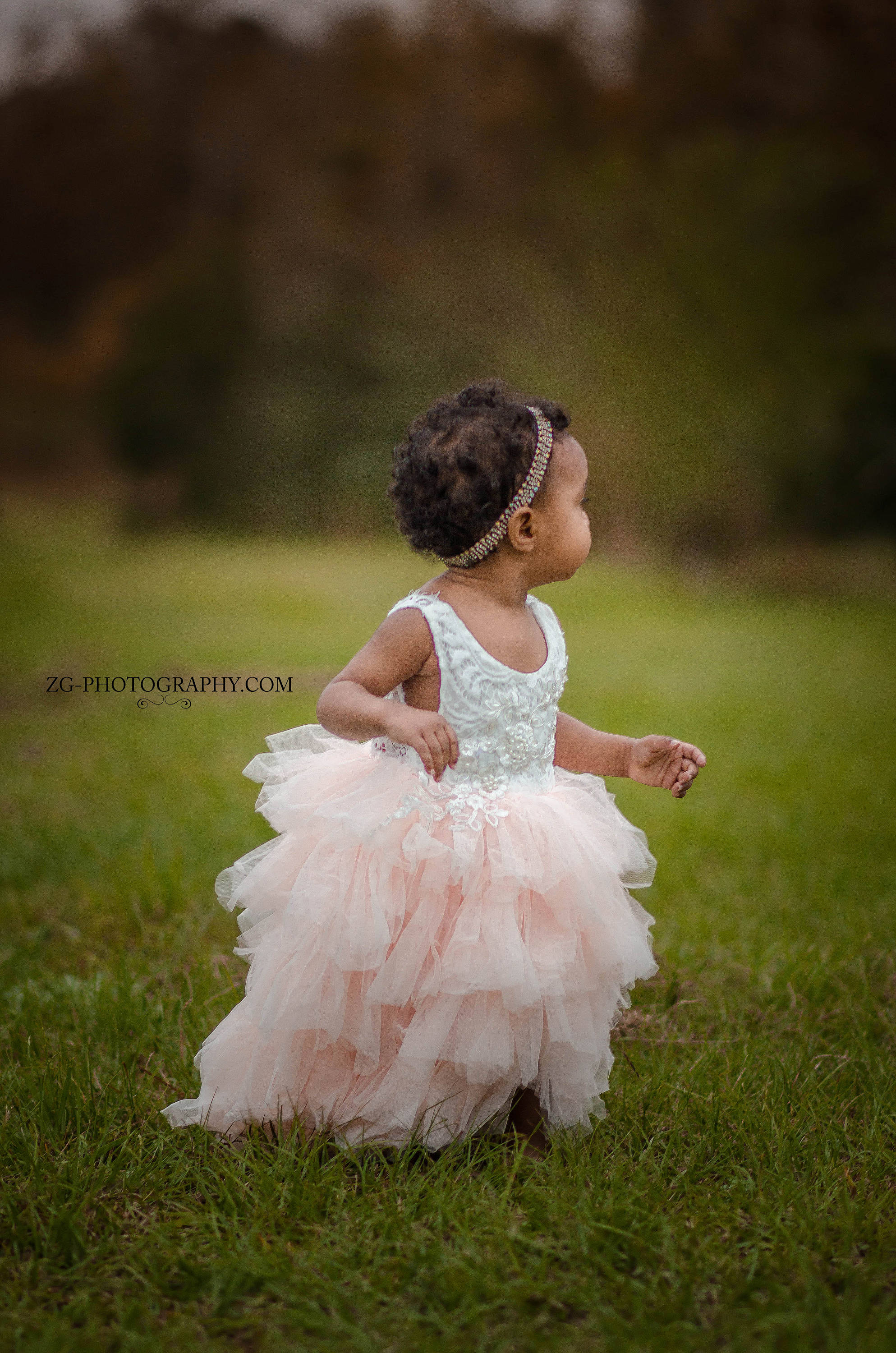 Classy White Stand Collar Print Tulle Girls Maxi Dresses Summer MN025 main image 1