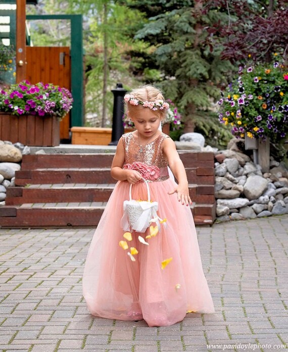 etsy rose gold flower girl dress