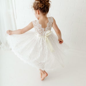 Bohemian White Flower Girl Dress, Rustic Tulle Wedding Dress, Will You Be My Flower Girl Proposal, Boho Dresses image 5