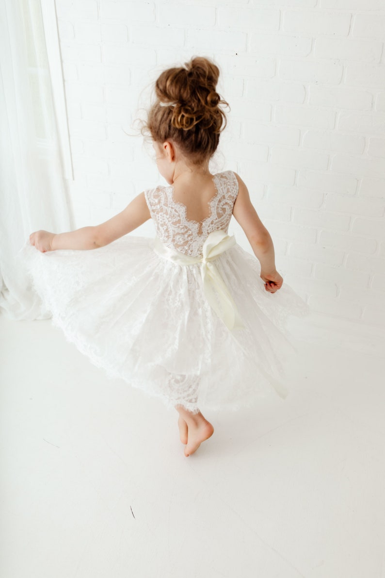 Bohemian White Flower Girl Dress, Rustic Tulle Wedding Dress, Will You Be My Flower Girl Proposal, Boho Dresses image 5