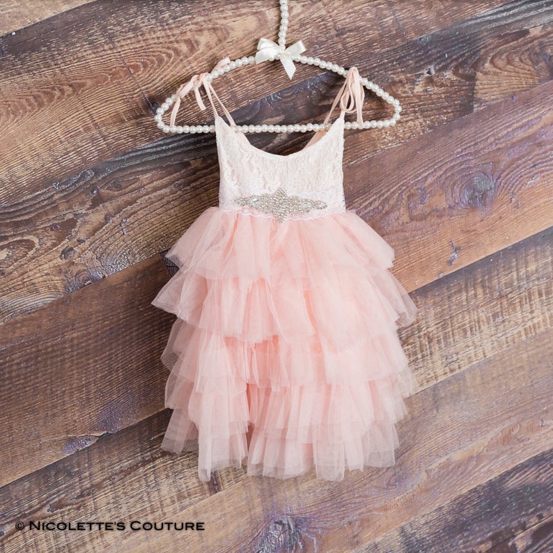 Blush Lace Toddler Dress Pink Tulle Girl's Dress Boho Etsy