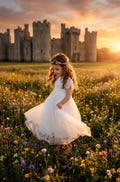 Boho White Sienna Flower Girl Dress, Romantic Lace Tulle Dress for Girls, Bohemian Junior Bridesmaid Dress, Rustic Wedding Outfit