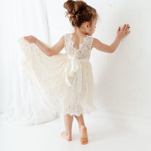 Bohemian Ivory Flower Girl Dress, Rustic Tulle Wedding Dress, Will You Be My Flower Girl Proposal, Boho Dresses image 2