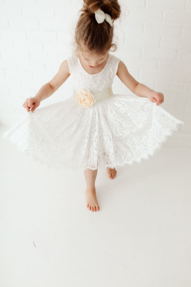 Bohemian White Flower Girl Dress, Rustic Tulle Wedding Dress, Will You Be My Flower Girl Proposal, Boho Dresses image 3