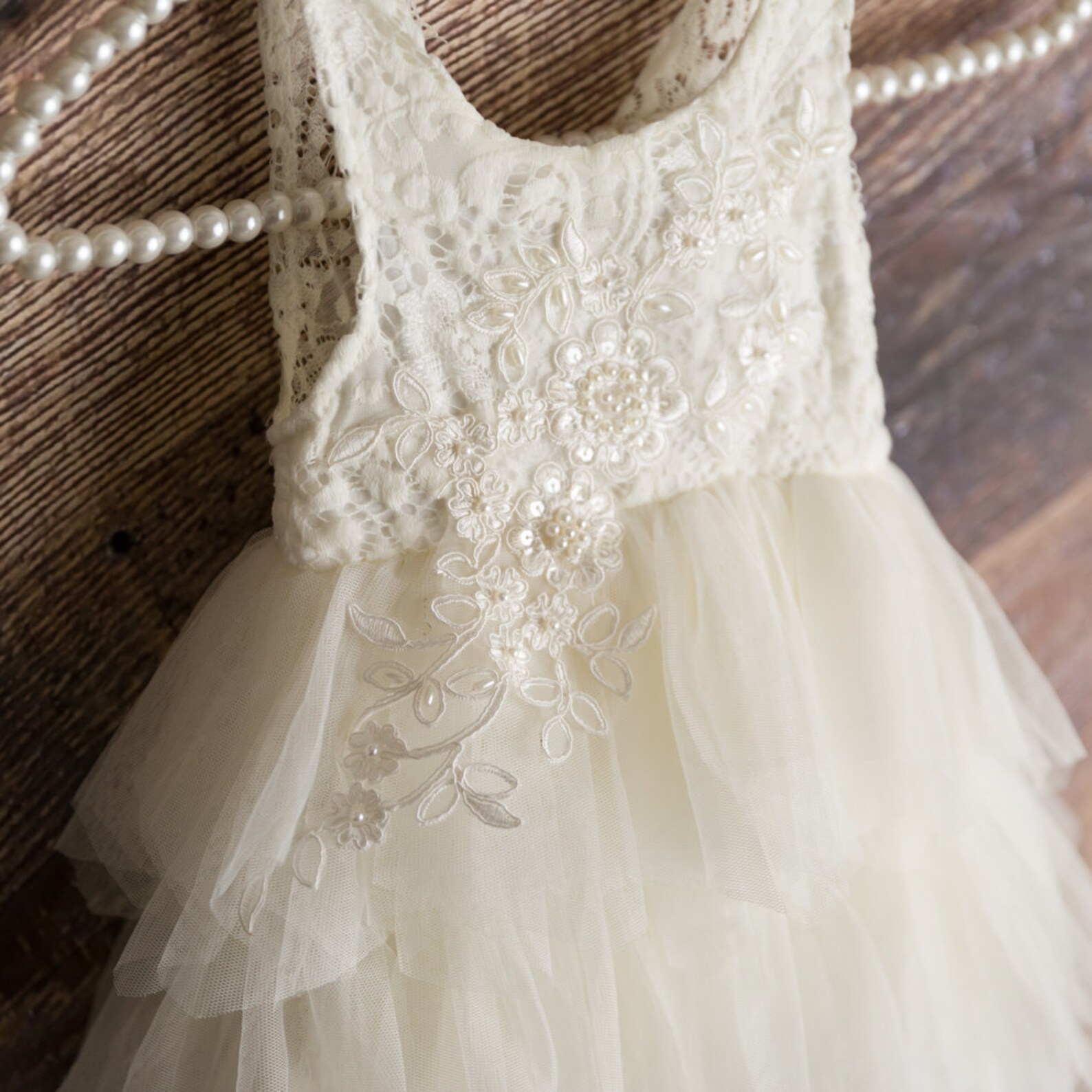 La Boheme - Lace Boho Dress, Flower Girl Dress -Light Pink main image 1