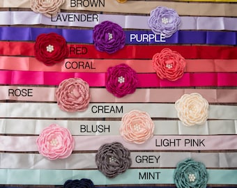 Single Flower Sash, Baby Girl Wedding Accessory, flower girl sash, Flower Girl Dress Belt, Toddler Party Outfit, Bridal Sash