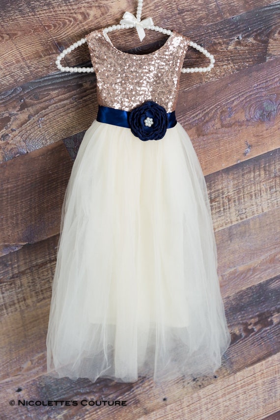 etsy rose gold flower girl dress