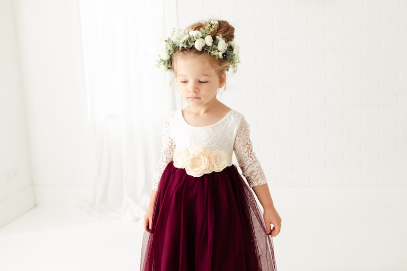 Athena Boho Flower Crown, Ivory Peony Flower Girl Halo, Bohemian Floral Wreath Headpiece for Wedding image 9