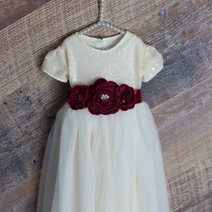 Ivory Tulle Girls Dresses, Sequin Floor Length Ball Gown, Boho Christening Gown