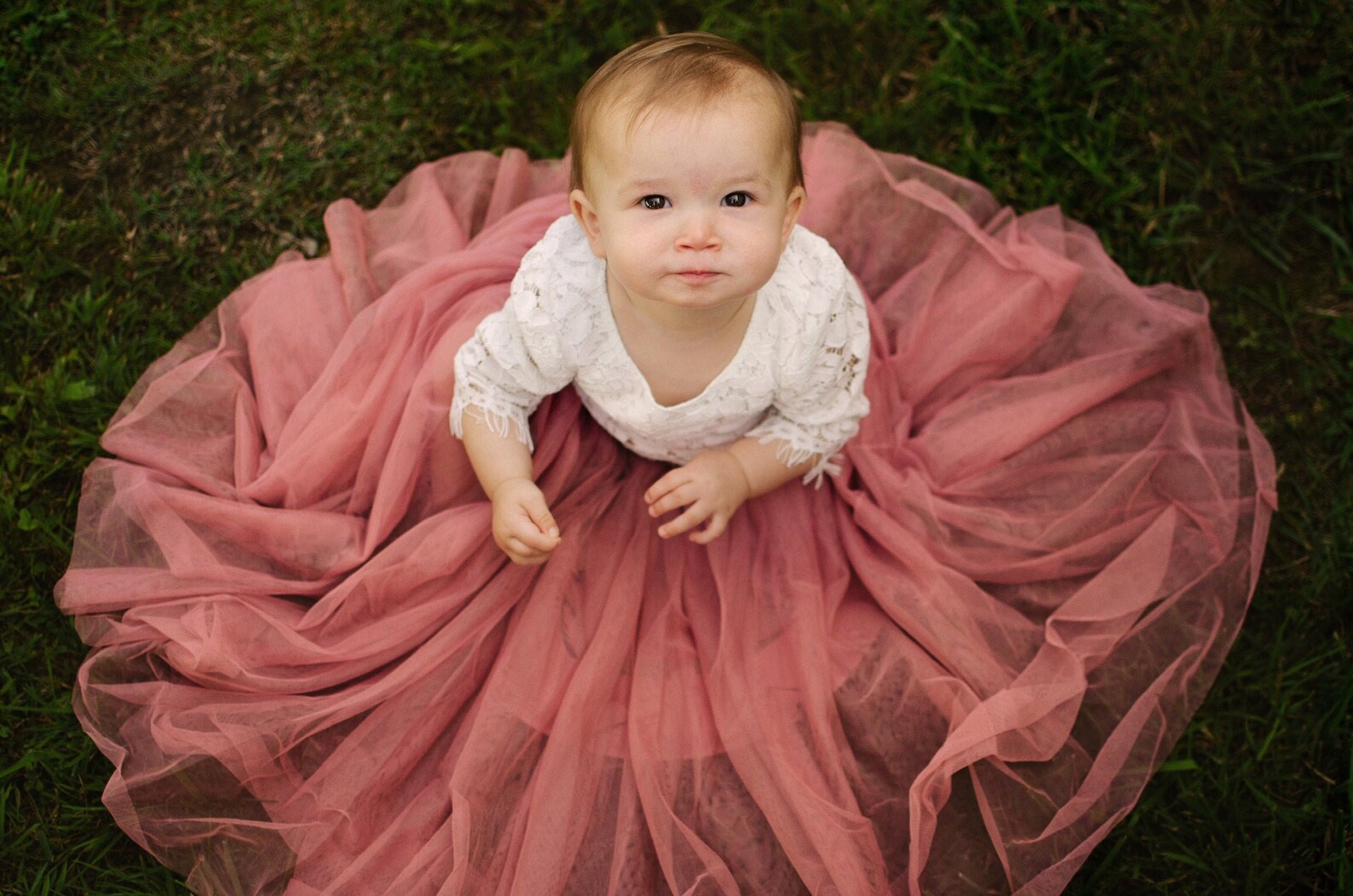 Dusty Rose Mauve Tulle Two Piece Skirt White Lace Flower Girl | Etsy