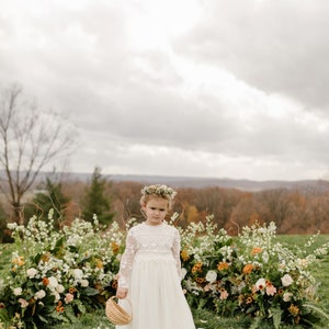 Tyra Ivory Flower Girl Dress, Boho Lace & Tulle Wedding Gown, Christening Baptism Toddler Dress, Ceremony Outfit image 10