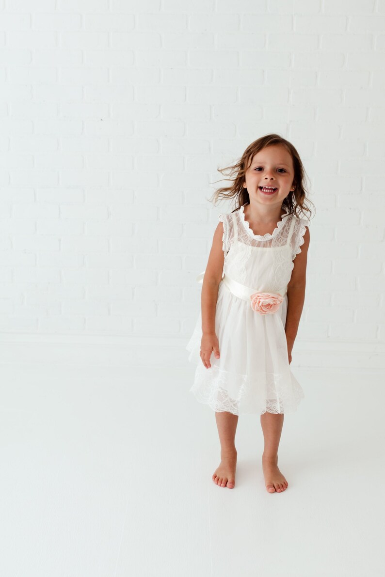 cream lace flower girl dress