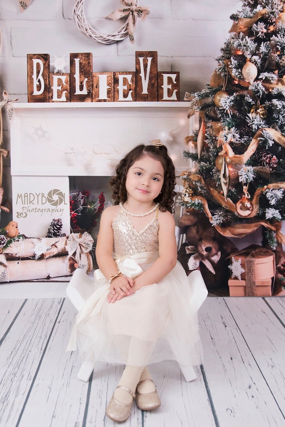 Ivory Flower Girl Dress Boho Beach Gold Sequin Wedding Baby