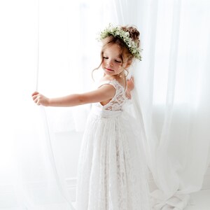 Boho Lace Flower Girl Dress, Rustic White Wedding Dress, Will You Be My Flower Girl Proposal, Bohemian Dresses image 9