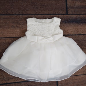 Satin Christening Gown, Newborn Baby Baptism Dress, Tulle Flower Girl Dresses image 4