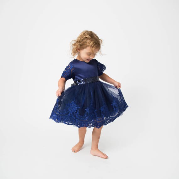 girls navy sequin dress