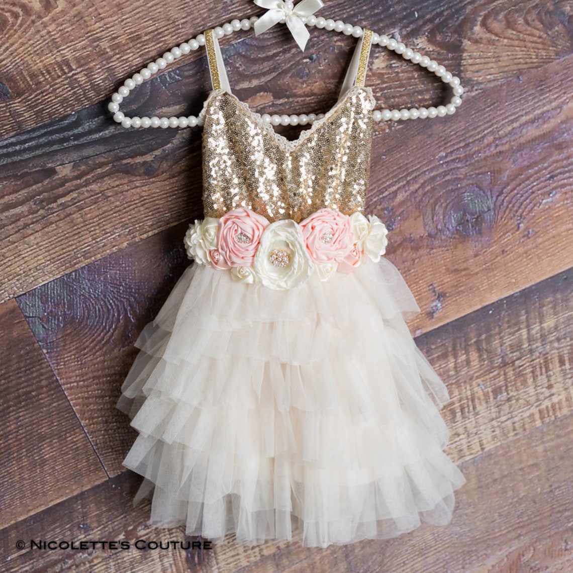 Ivory Tulle Dress Gold Sequin Flower Girl Dress Toddler | Etsy