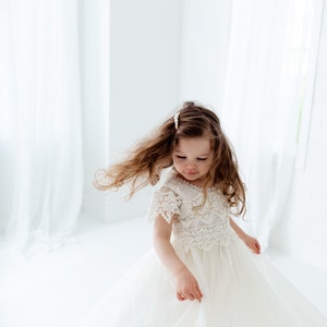 Bohemian Ivory Flower Girl Dress, Rustic Tulle Wedding Dress, Will You ...