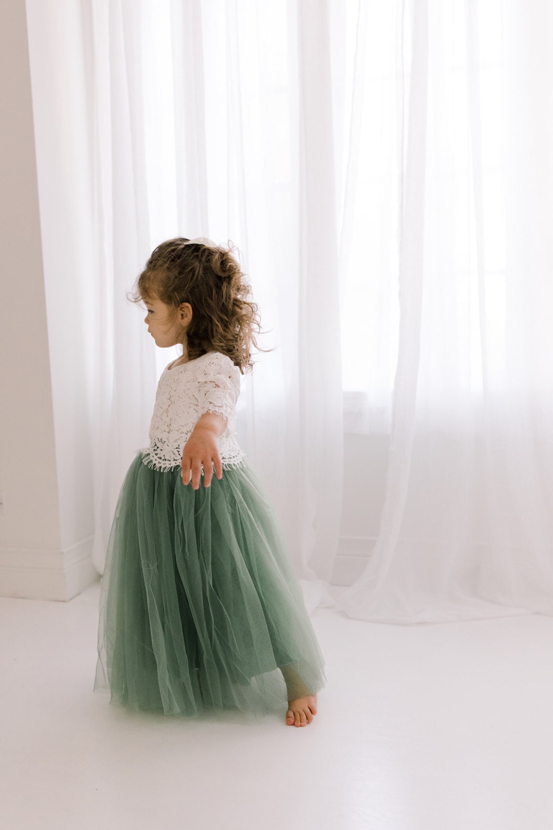 Girls Button Dress Plain Tutu Xmas Charm Princess Childs Tulle Gifts
