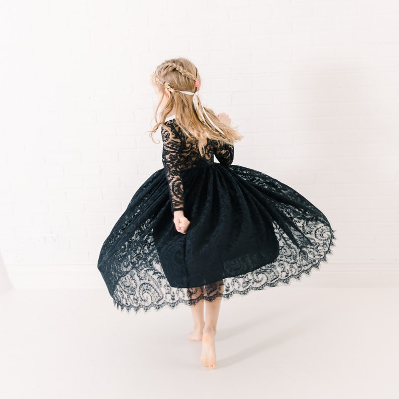 Black Boho Wedding Dress, Rustic Vintage Lace Bridal Gown, Gothic Beach Wedding Dress, Alternative Bride Dress image 7