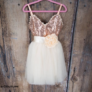 Ivory Flower Girl Dress, Rose Gold Wedding Dress, Boho Beach Wedding, Teen Dress. Ava