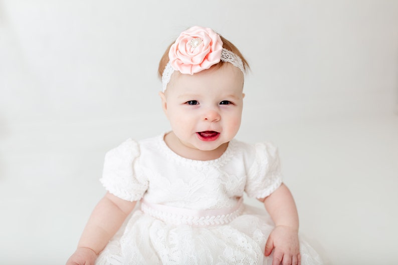 Eve White Lace Christening Gown, Infant Baptism Dress, Unique Baby Boho Dress, Flower Girl image 6