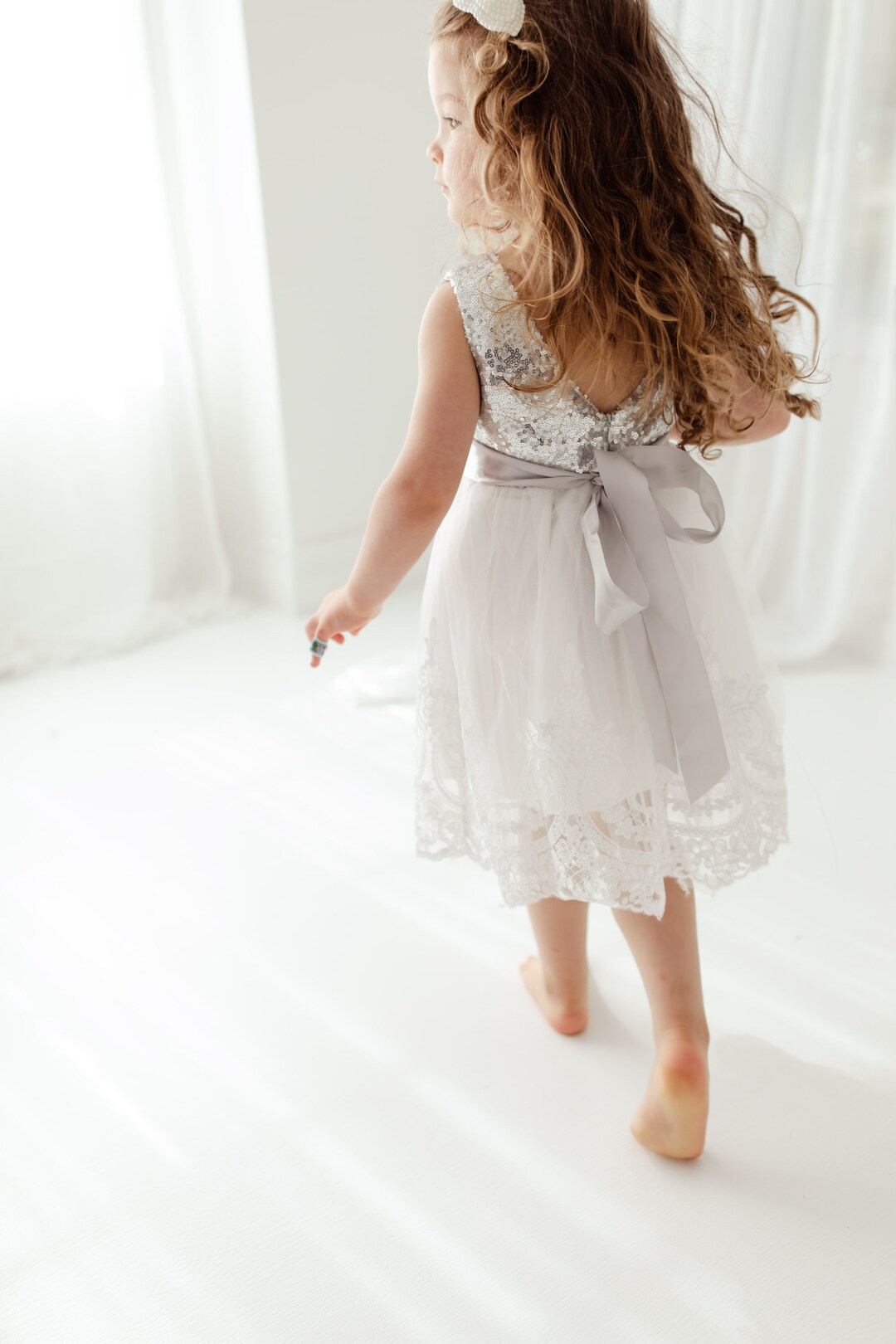 Boho Flower Girl Dress With Lace Detailing White Tulle - Etsy