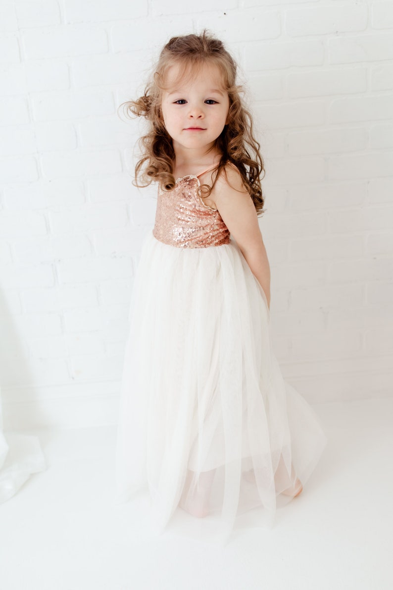 Rose Gold Flower Girl Dress Ivory Tulle Flower Girl Dresses Etsy