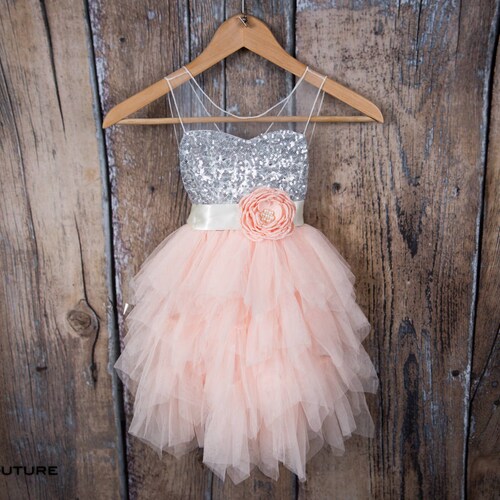 Blush Baby Boho Flower Girl Dress Bohemian Tulle Wedding Etsy