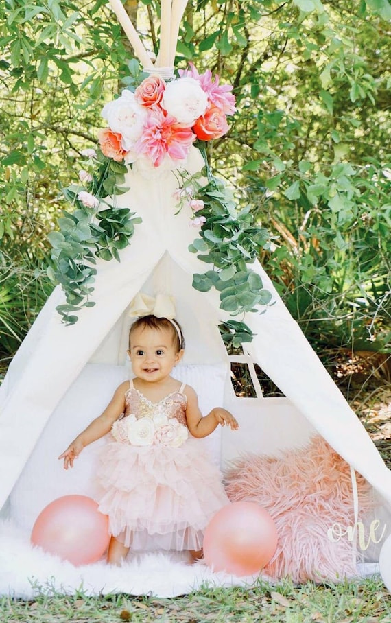 Rose Gold Sequin Flower Girl Dress Blush Pink Tulle Wedding Gown Birthday Girl Cake Smash Outfit Boho Chic Easter Dress Etsy