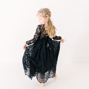 Black Boho Wedding Dress, Rustic Vintage Lace Bridal Gown, Gothic Beach Wedding Dress, Alternative Bride Dress image 6