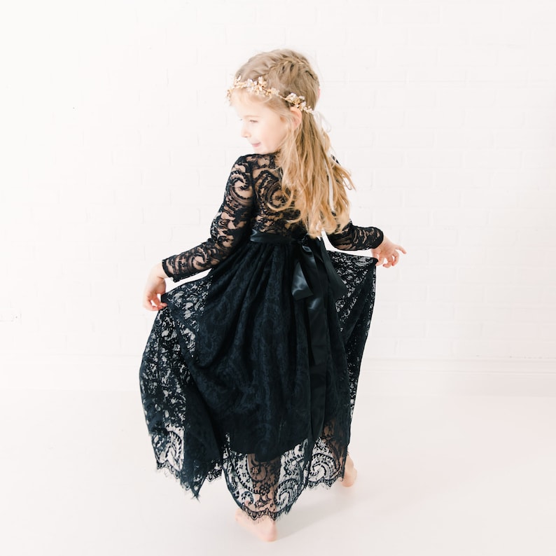 Black Boho Wedding Dress, Rustic Vintage Lace Bridal Gown, Gothic Beach Wedding Dress, Alternative Bride Dress image 6