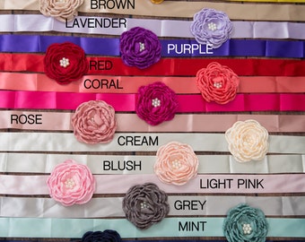 Floral Sash Belt, Single Flower Wedding Sash, Flower Girl Dress Belt, Bridal Waist Sash, Maternity Flower Belt, Boho Wedding Accessory