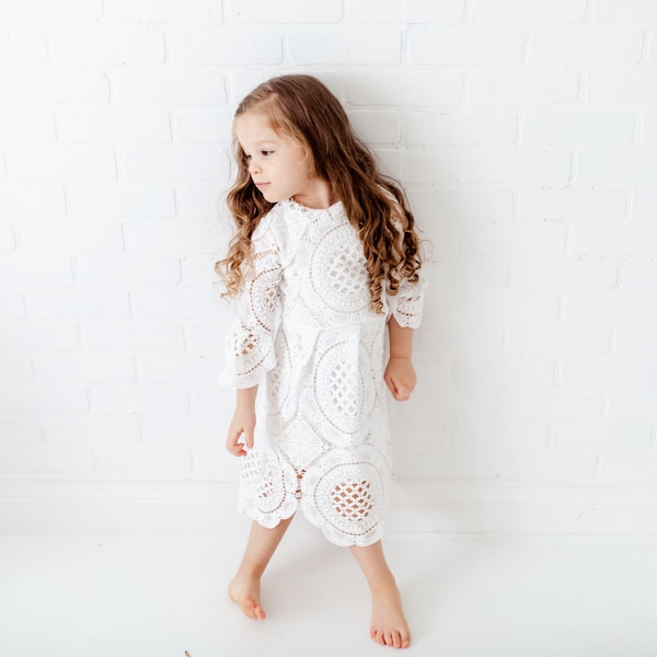 Bohemian White Flower Girl Dress, Rustic Lace Wedding Dress, Will You Be My Flower Girl Proposal, Boho Dresses