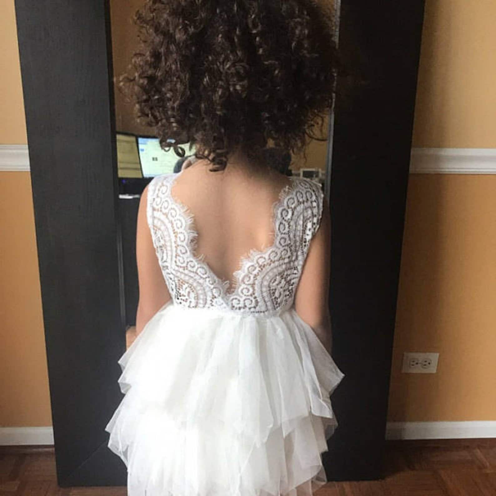White Lace Infant Flower Girl Dress Toddler Tulle Wedding Etsy