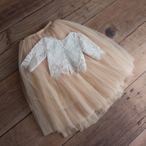 Chic 2 Pieces White Top And Bottom Skirt Tulle Party Dress Birthday Dresses Birthday Outfits main image 1