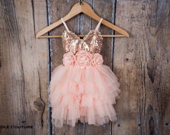 Rose Gold Flower Girl Dress, Peach Blush Tulle Party Dress, Dusty Mauve Boho Chic Beach Wedding Dresses, Cake Smash Toddler Outfit Rose Gold Flower Girl Dress, Peach Blush Tulle Party Dress, Dusty Mauve Boho Chic Beach Wedding Dresses, Cake Smash Toddler Outfit